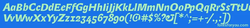 LexongothicBolditalic Font – Green Fonts on Blue Background