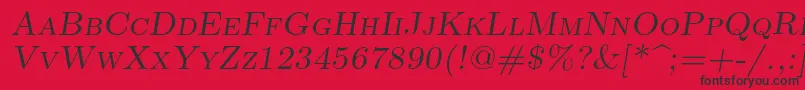 More about Lmromancaps10Oblique Font Lmromancaps10Oblique Font – Black Fonts on Red Background
