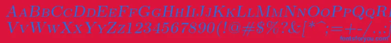 Шрифт Lmromancaps10Oblique – синие шрифты на красном фоне