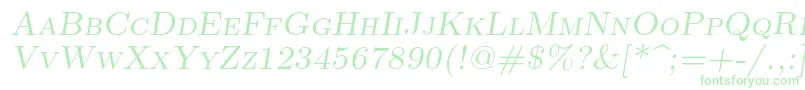 Lmromancaps10Oblique Font – Green Fonts on White Background