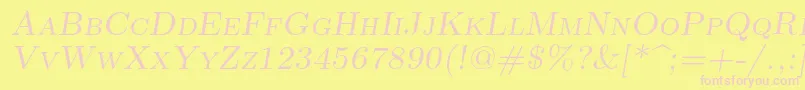 Lmromancaps10Oblique Font – Pink Fonts on Yellow Background