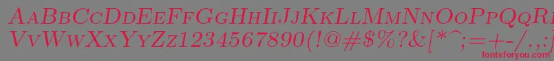 Lmromancaps10Oblique Font – Red Fonts on Gray Background