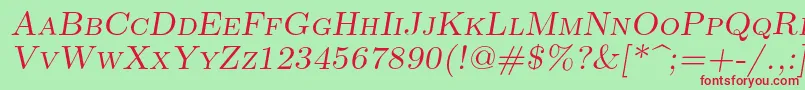 Lmromancaps10Oblique Font – Red Fonts on Green Background