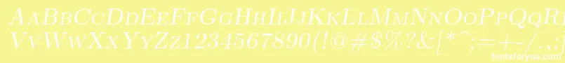 Lmromancaps10Oblique Font – White Fonts on Yellow Background