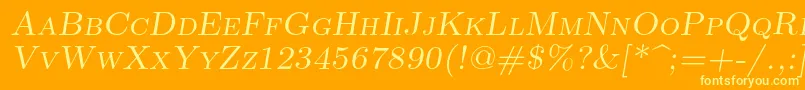 En savoir plus sur la police Lmromancaps10Oblique Police Lmromancaps10Oblique – polices jaunes sur fond orange