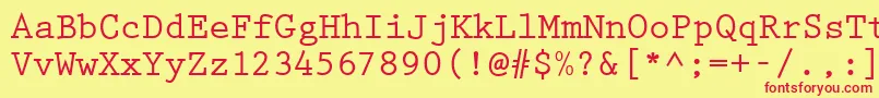 Czcionka PrestigeBold – czerwone czcionki na żółtym tle