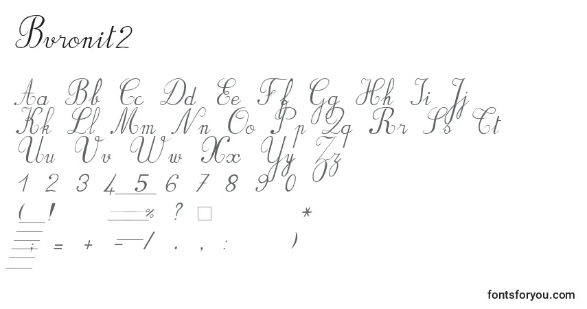 A fonte Bvronit2 – alfabeto, números, caracteres especiais