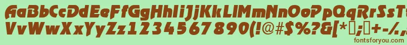 Шрифт ThimbadisplaysskItalic – коричневые шрифты на зелёном фоне