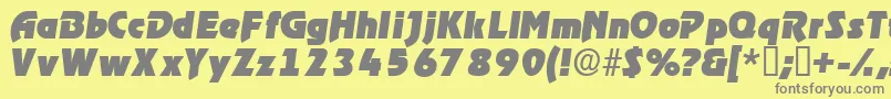 ThimbadisplaysskItalic-Schriftart – Graue Schriften auf gelbem Hintergrund