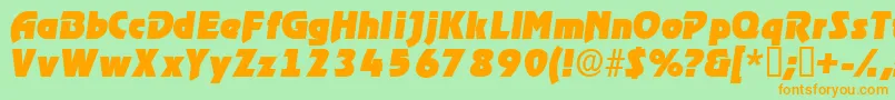 ThimbadisplaysskItalic-Schriftart – Orangefarbene Schriften auf grünem Hintergrund