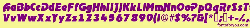 ThimbadisplaysskItalic-Schriftart – Violette Schriften auf gelbem Hintergrund