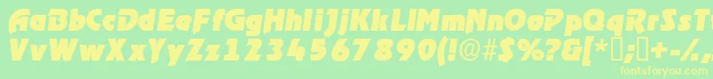 ThimbadisplaysskItalic-Schriftart – Gelbe Schriften auf grünem Hintergrund