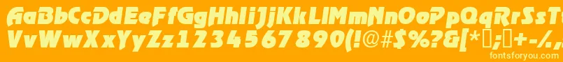 Шрифт ThimbadisplaysskItalic – жёлтые шрифты на оранжевом фоне