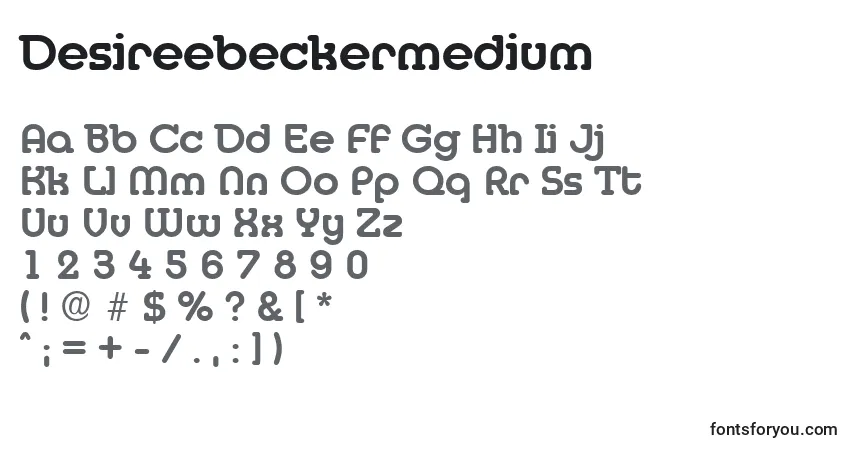 A fonte Desireebeckermedium – alfabeto, números, caracteres especiais