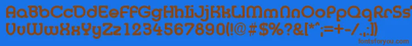 フォントDesireebeckermedium – 茶色の文字が青い背景にあります。