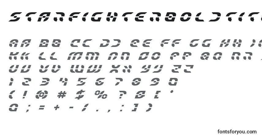 Schriftart Starfighterboldtitleital – Alphabet, Zahlen, spezielle Symbole