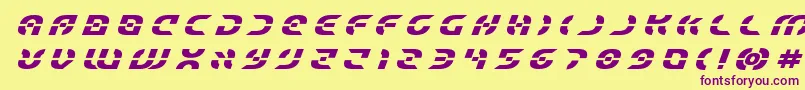 Starfighterboldtitleital Font – Purple Fonts on Yellow Background