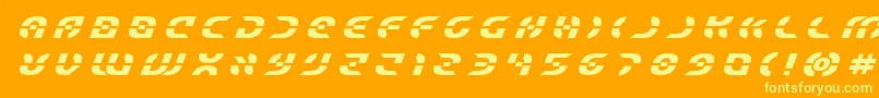 Starfighterboldtitleital-Schriftart – Gelbe Schriften auf orangefarbenem Hintergrund