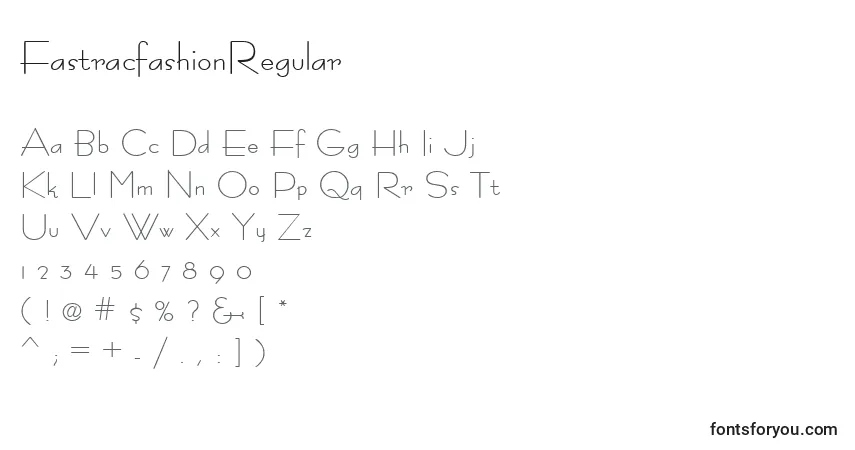 A fonte FastracfashionRegular – alfabeto, números, caracteres especiais