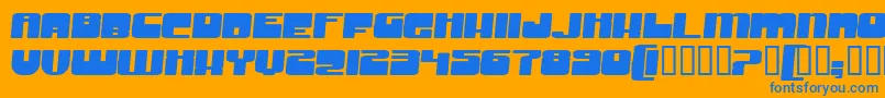 GrooveMachineExpandedBold-Schriftart – Blaue Schriften auf orangefarbenem Hintergrund