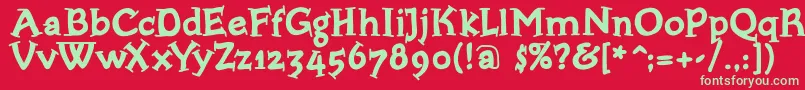 Bloxxserifbold-Schriftart – Grüne Schriften auf rotem Hintergrund