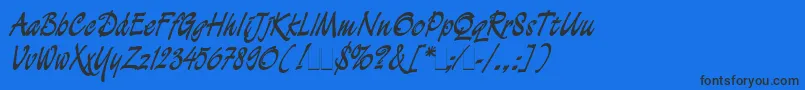 DemianCyrPlain1.0 Font – Black Fonts on Blue Background