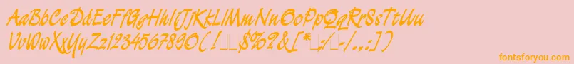 DemianCyrPlain1.0-Schriftart – Orangefarbene Schriften auf rosa Hintergrund