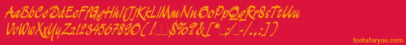 DemianCyrPlain1.0 Font – Orange Fonts on Red Background