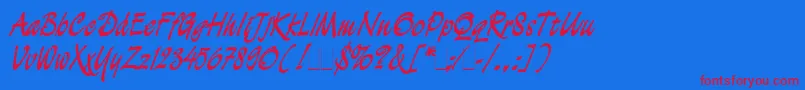 DemianCyrPlain1.0 Font – Red Fonts on Blue Background