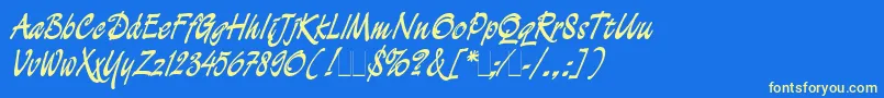 DemianCyrPlain1.0 Font – Yellow Fonts on Blue Background