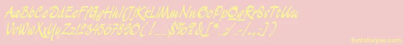 DemianCyrPlain1.0-Schriftart – Gelbe Schriften auf rosa Hintergrund