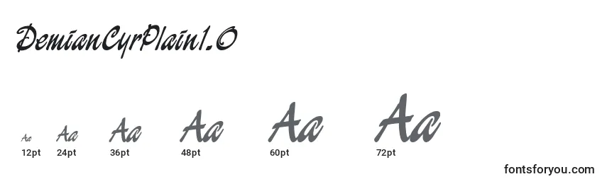 DemianCyrPlain1.0 Font Sizes