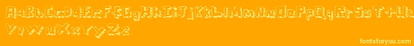 Stripefest-Schriftart – Gelbe Schriften auf orangefarbenem Hintergrund