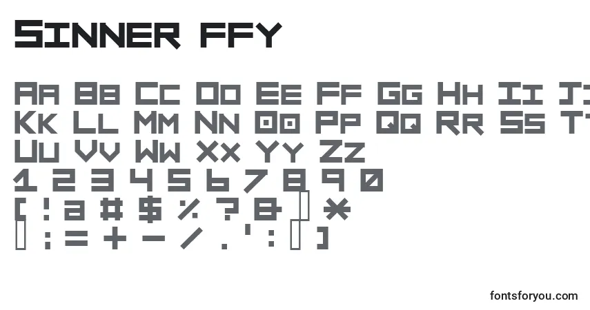 Czcionka Sinner ffy – alfabet, cyfry, specjalne znaki