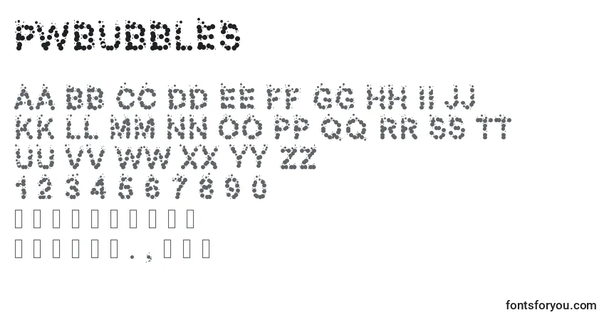 Czcionka Pwbubbles – alfabet, cyfry, specjalne znaki