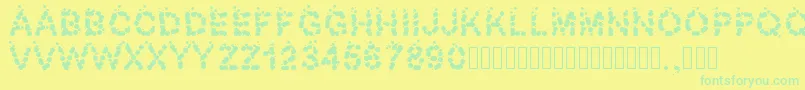 Pwbubbles-fontti – vihreät fontit keltaisella taustalla