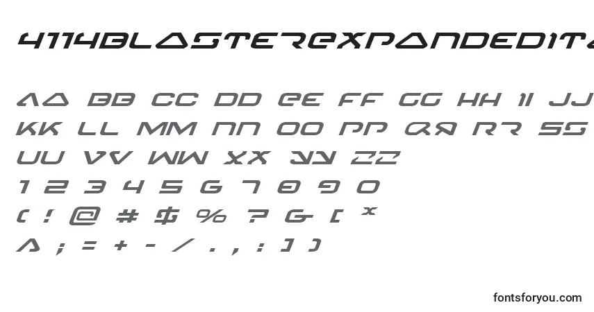 Schriftart 4114BlasterExpandedItalic – Alphabet, Zahlen, spezielle Symbole
