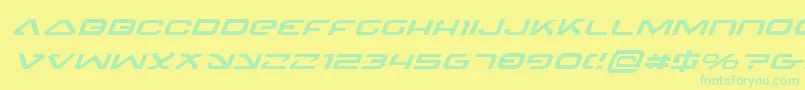 4114BlasterExpandedItalic-fontti – vihreät fontit keltaisella taustalla