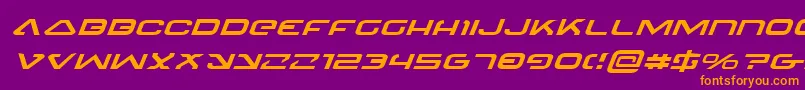4114BlasterExpandedItalic-fontti – oranssit fontit violetilla taustalla