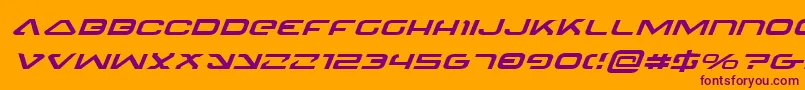 4114BlasterExpandedItalic-Schriftart – Violette Schriften auf orangefarbenem Hintergrund