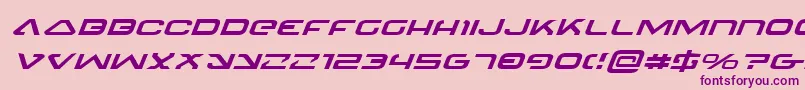 フォント4114BlasterExpandedItalic – ピンクの背景に紫のフォント
