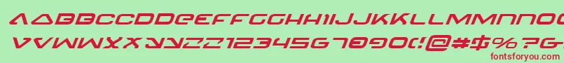 4114BlasterExpandedItalic-fontti – punaiset fontit vihreällä taustalla