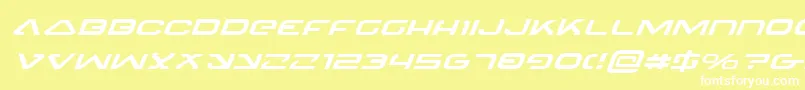 4114BlasterExpandedItalic-fontti – valkoiset fontit keltaisella taustalla