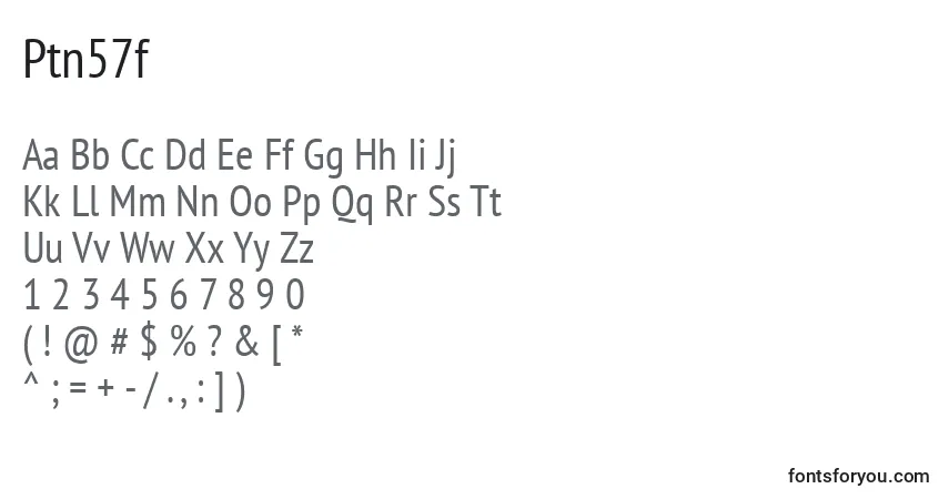 A fonte Ptn57f – alfabeto, números, caracteres especiais