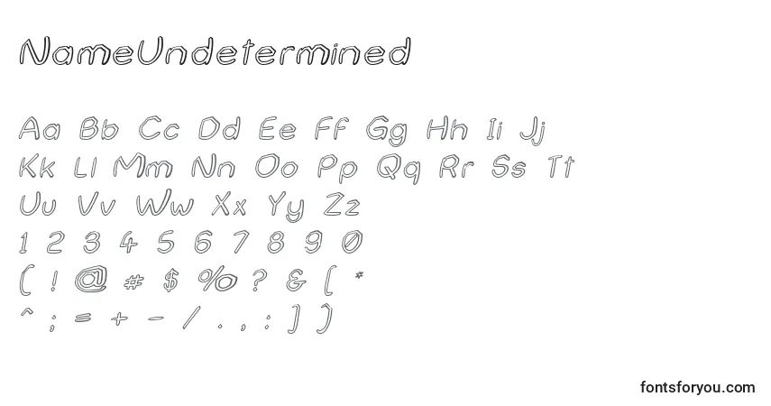 Czcionka NameUndetermined – alfabet, cyfry, specjalne znaki