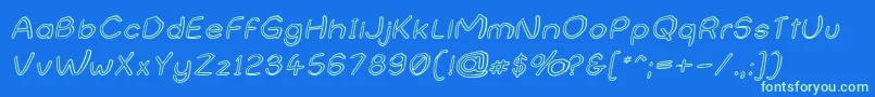 フォントNameUndetermined – 青い背景に緑のフォント