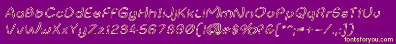 NameUndetermined-fontti – keltaiset fontit violetilla taustalla