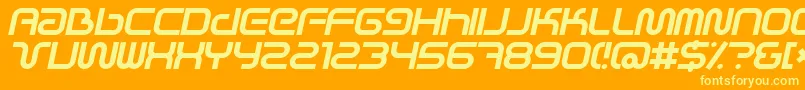 Fonte SciFiedXItalic – fontes amarelas em um fundo laranja