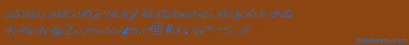 BallantinesantiqueLightRegular-Schriftart – Blaue Schriften auf braunem Hintergrund