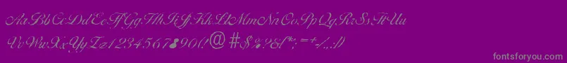 BallantinesantiqueLightRegular-fontti – harmaat kirjasimet violetilla taustalla